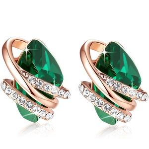 Earrings with Birthstone Crystals, 18K Rose Gold Plated or Silver-tone